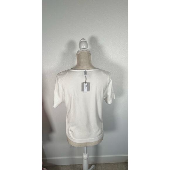 Liv Milano Soft as a Cloud White Seashell Short Sleeve Sweater - M - Picture 5 of 5